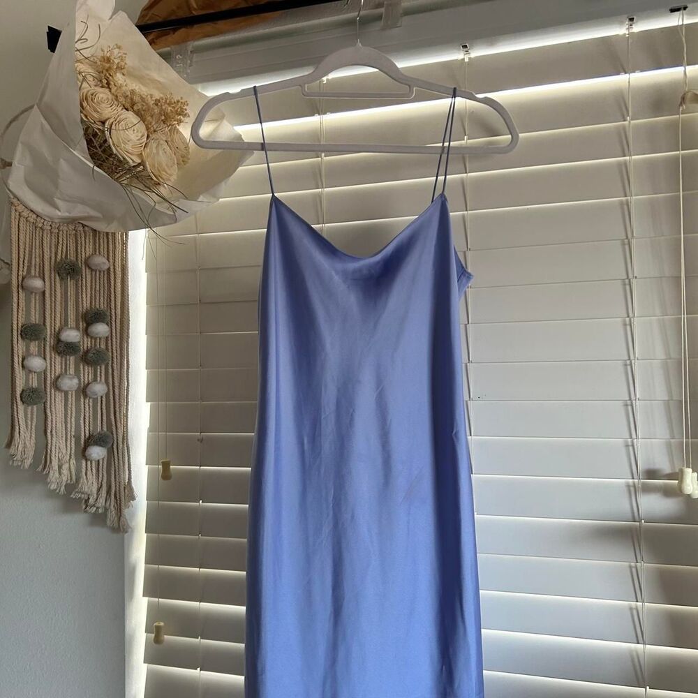 J. CREW gwenyth Blue Satin midi Slip Dress Size 0 nwt